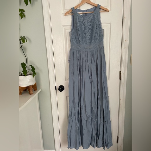 Azazie Dresses & Skirts - Azazie Blue Lace Maxi Dress